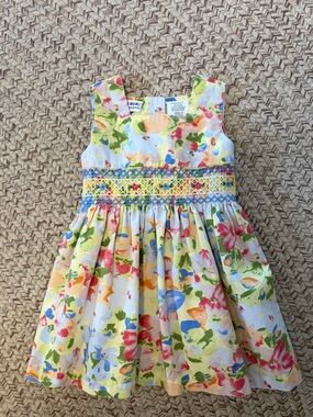 Blueberi boulevard pastel floral dress with smocking size 2T